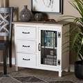 Baxton Studio Faron Traditional Farmhouse Two-Tone Distressed White Finished Wood 3-Drawer Storage Cabinet 188-11730-ZORO